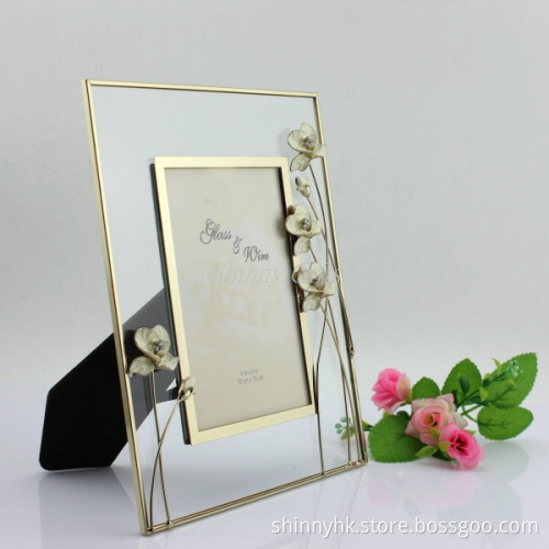 2015 Flower Design Glass Photo Frame for Weddings Party